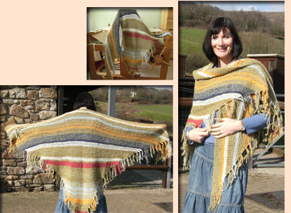 Brown and white shawl