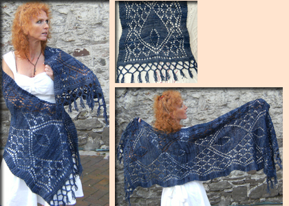 Brown and white shawl