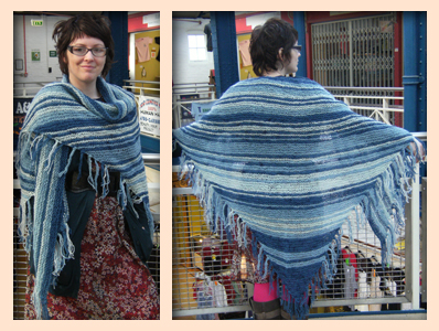 Brown and white shawl