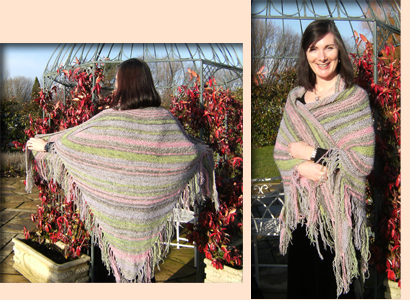 Brown and white shawl