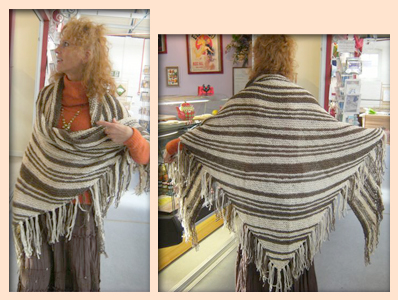 Brown and white shawl