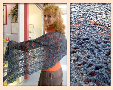 Brown and white shawl